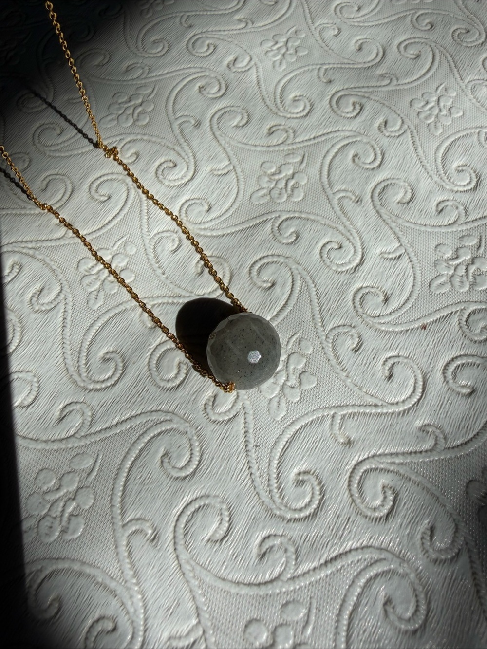 Gorjana Gemstone Power Adjustable Necklace-Gray Labradorite Stone and Gold Chain